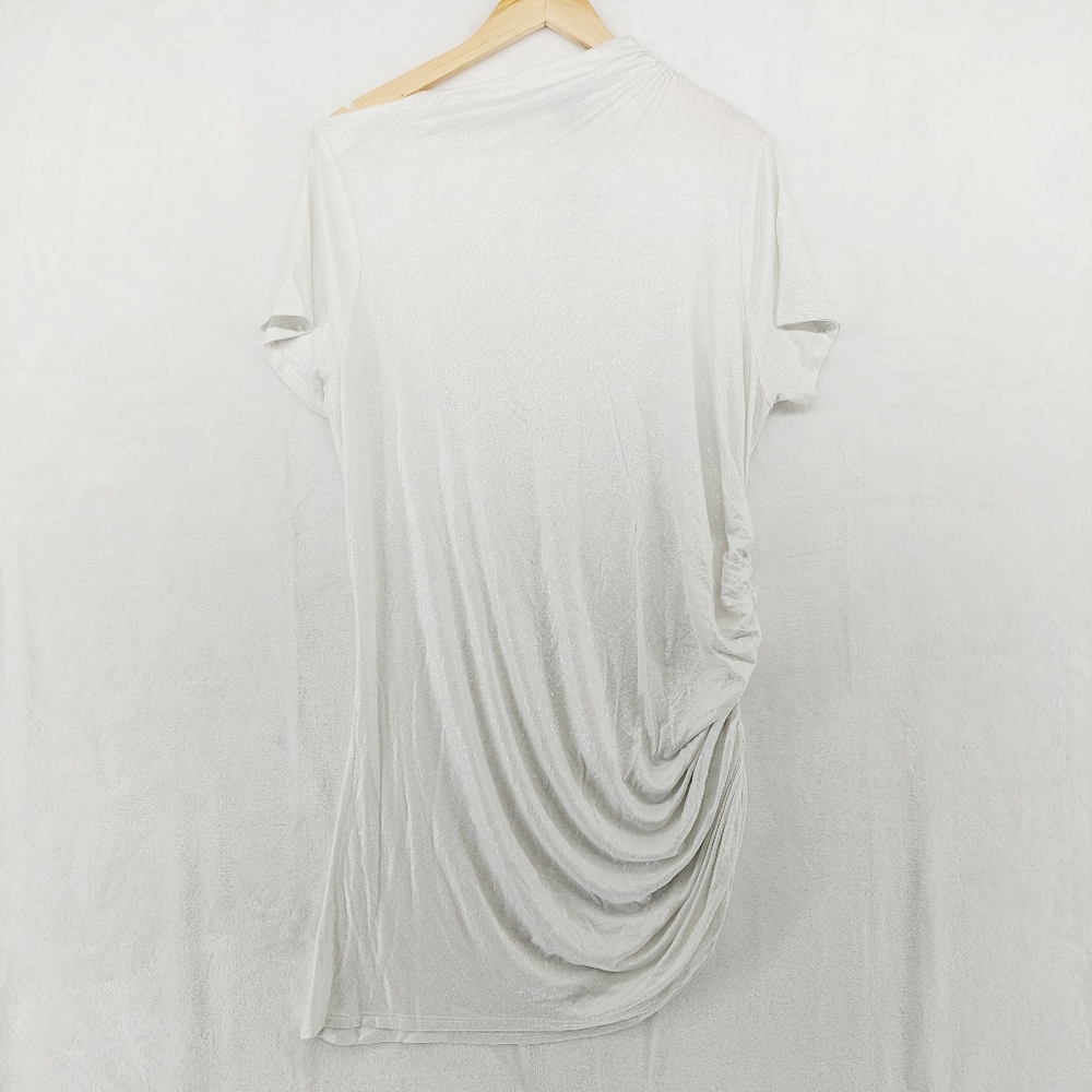 NEW Express White Rayon Ruched Side T-Shirt Style Summer Top P1708